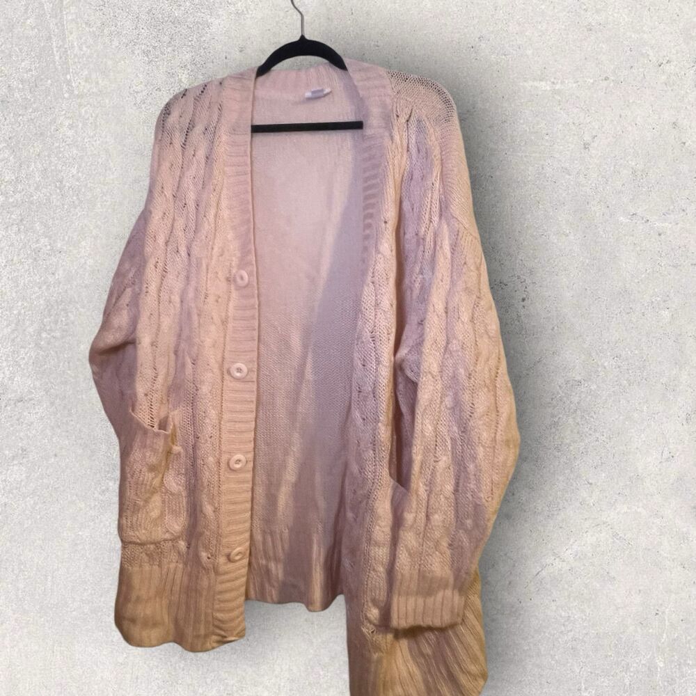 LuLaRoe Womens Cable Knit Lucille Cardigan Sweater Pink Size Large - Picture 3 of 8